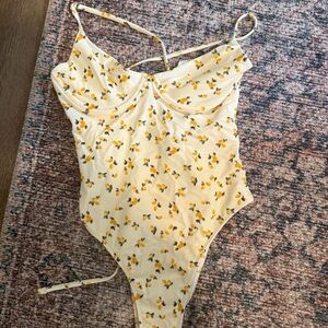 Abercrombie & Fitch Yellow and White Floral One Piece Swimsuit